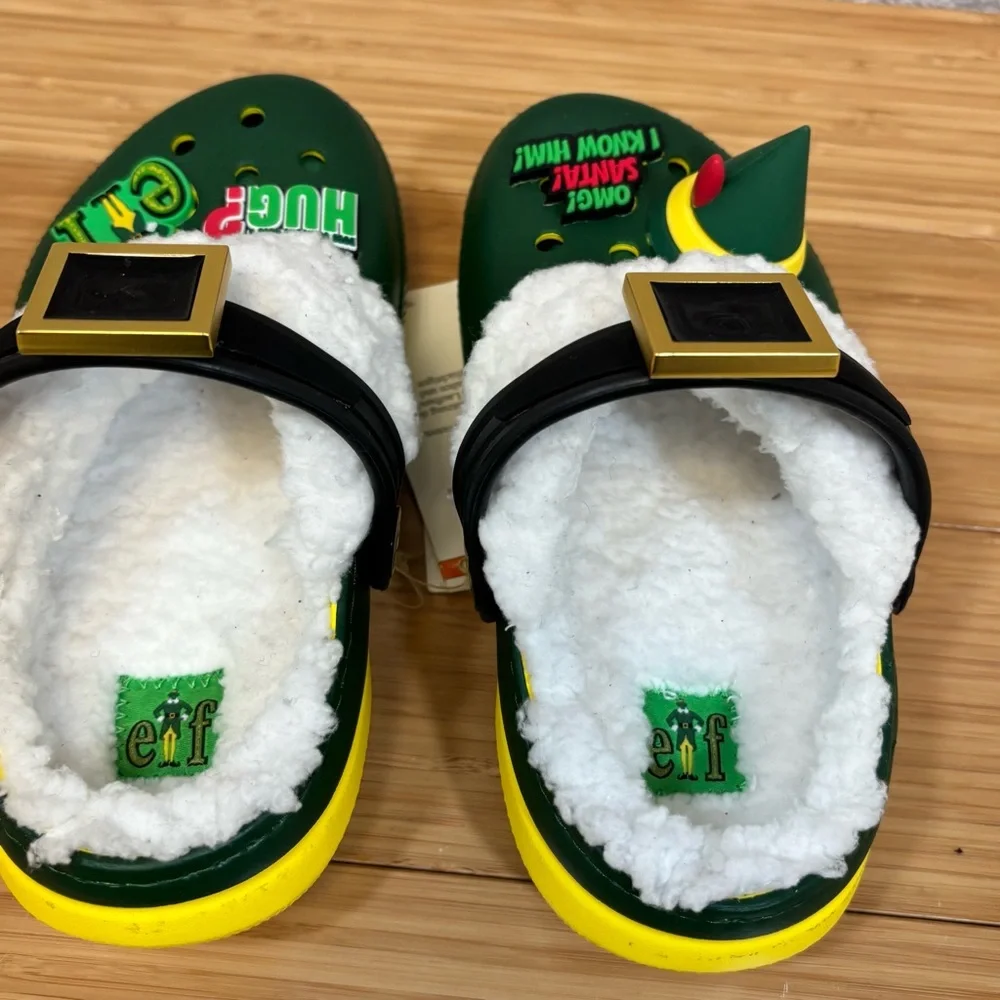 Buddy The Elf x Crocs Lined Clog Kids C12 Green Yellow Gold‎ Youth